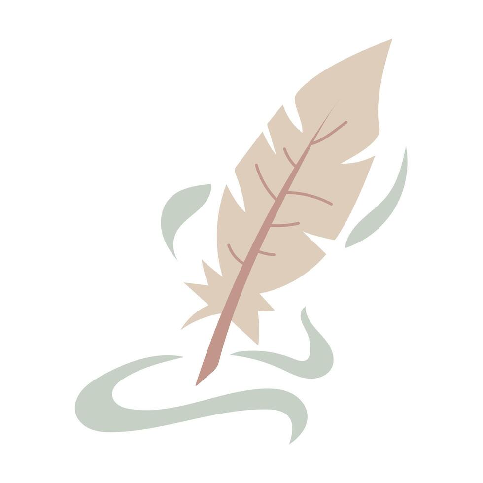 magical colored delicate pen writes. Flat illustration. Suitable for projects related to fantasy, magic, literature. It is suitable for decorating books, writing magical stories, creating a mystical vector