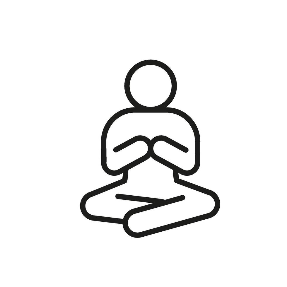 Meditation pose in yoga, line icon. Person sitting in lotus pose. Relax body and mind, keep calm. Pray in Buddhism. illustration vector