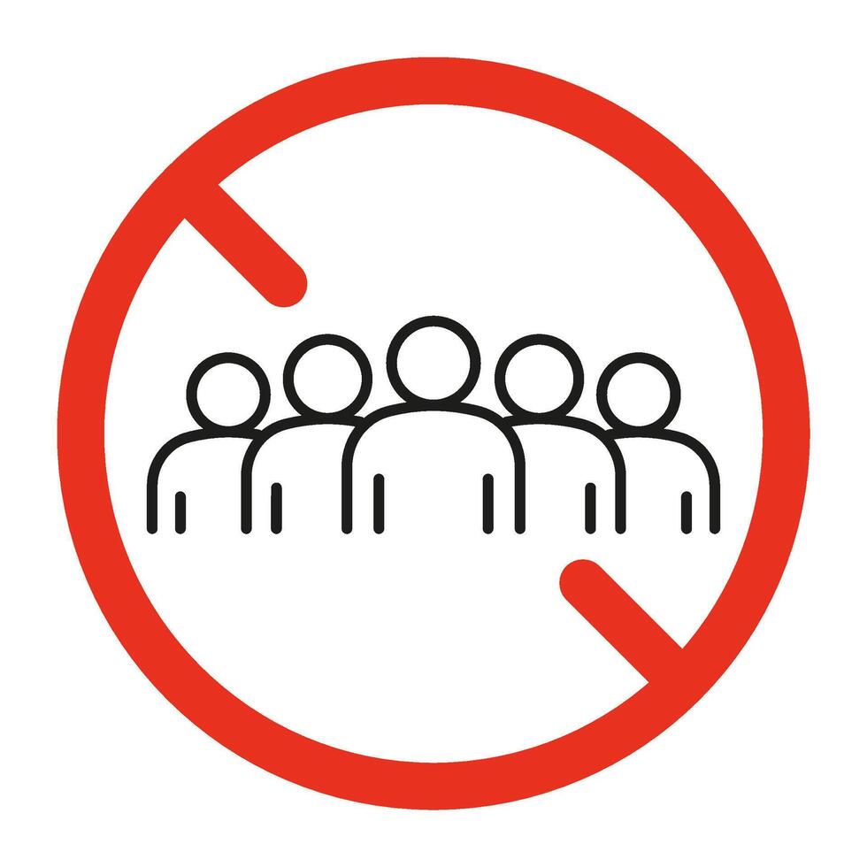 Forbidden group people, ban meeting and gathering of team sign. Prohibited social cooperation symbol. Restriction person. illustration vector