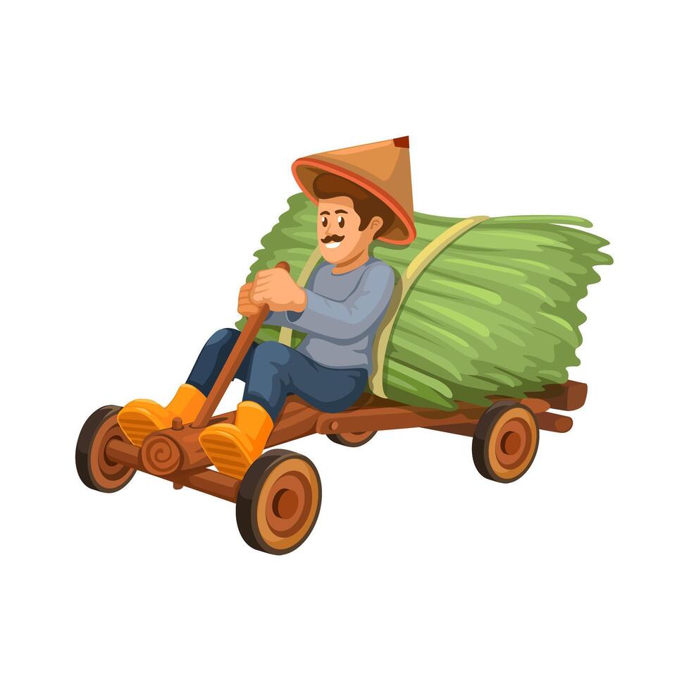 Becak Lawu Is Traditional Indonesian Vehicles Made Of Wood Are Used By Farmers To Carry Their Harvest Illustration vector