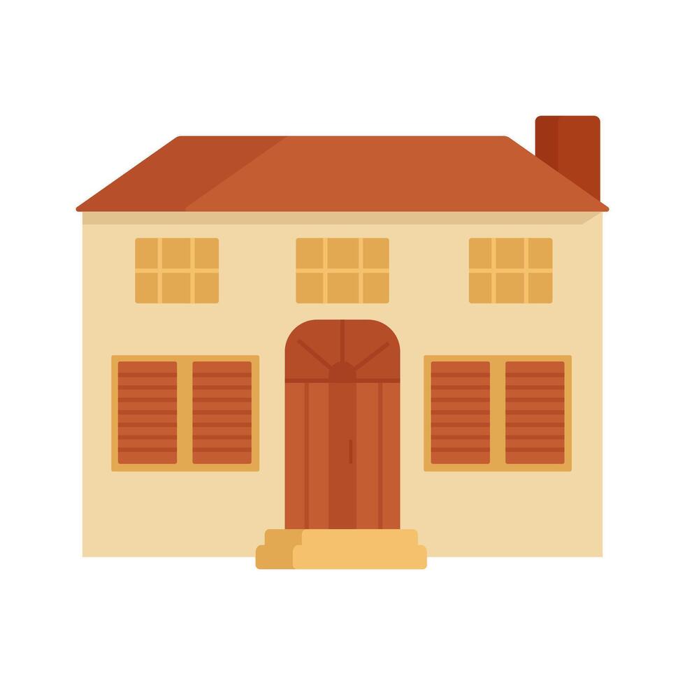 Flat summer house isolated on white background. 1 euro houses program or programma case a 1 euro in Europe. Farm house or villa exterior. vector