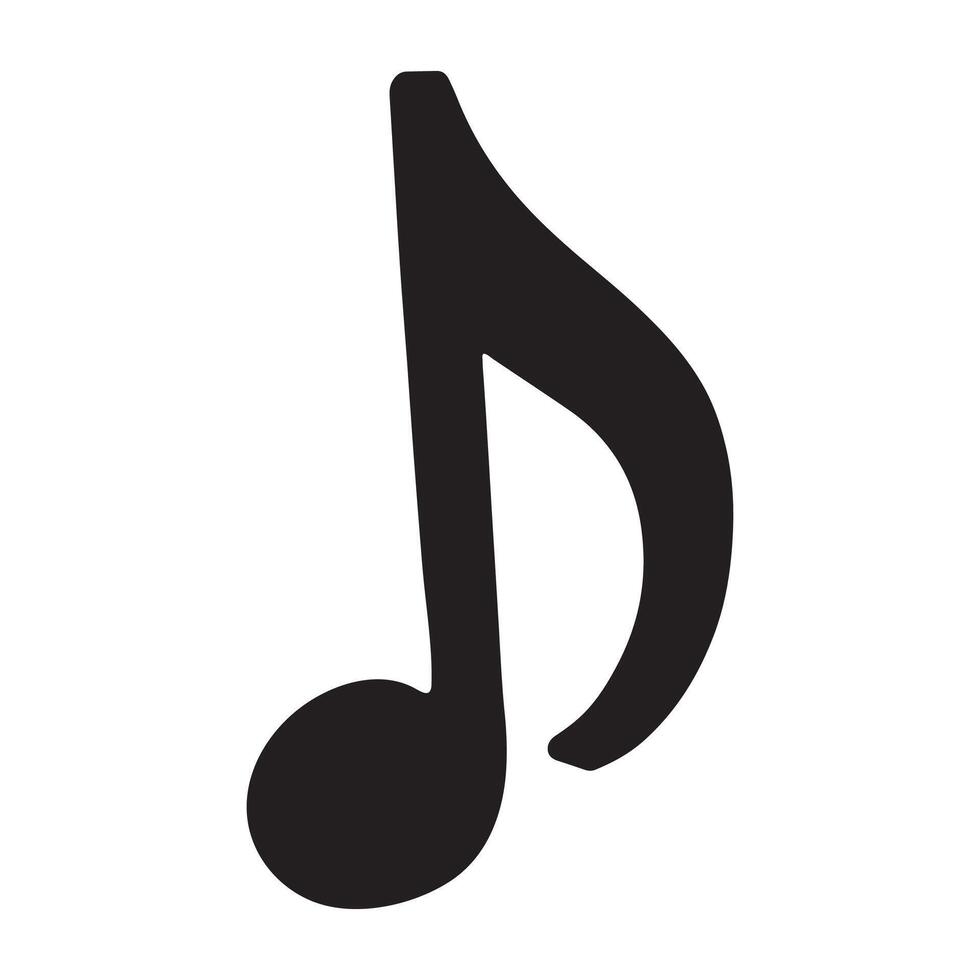 Musical Note Silhouette Black Eighth Note Icon for Music Sound Design.eps vector