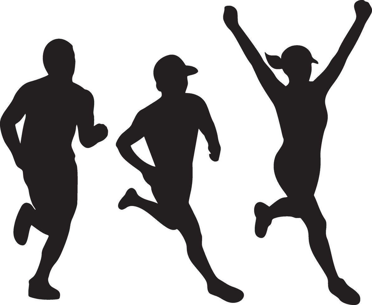 Dynamic runners and jumping silhouettes. vector