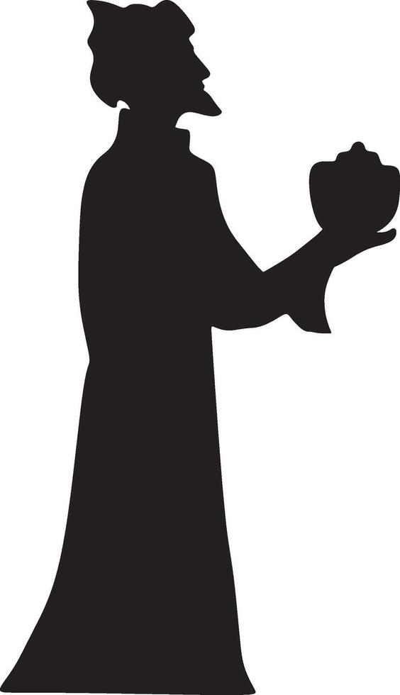 Man Holding Object Silhouette. vector