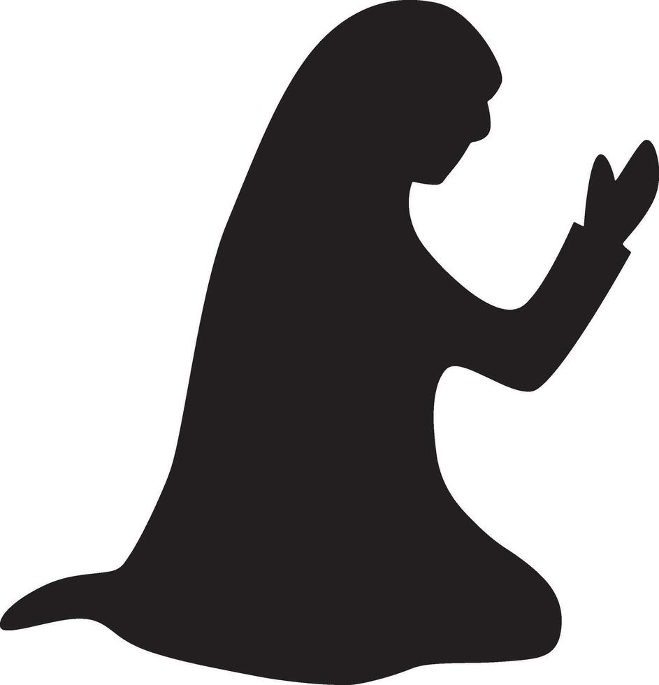 Praying Virgin Mary Silhouette. vector