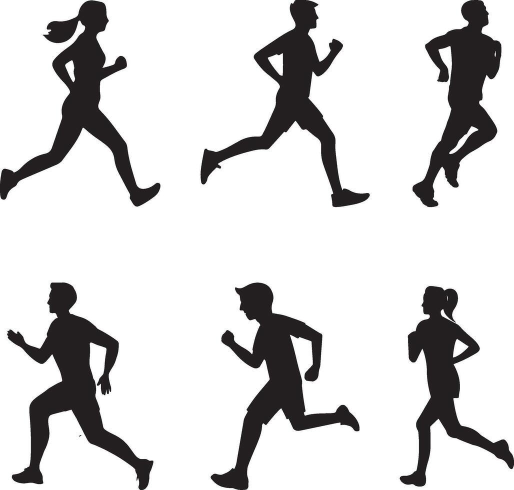 Silhouettes of People Running. vector