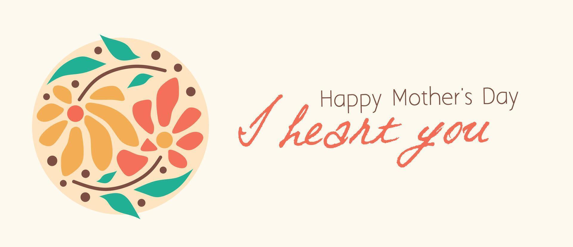 Happy Mother's day greeting card with beautiful floral shapes, flowers art on white background poster and banner. Creative spring card template with typography text. Happy Women's Day illustration. vector