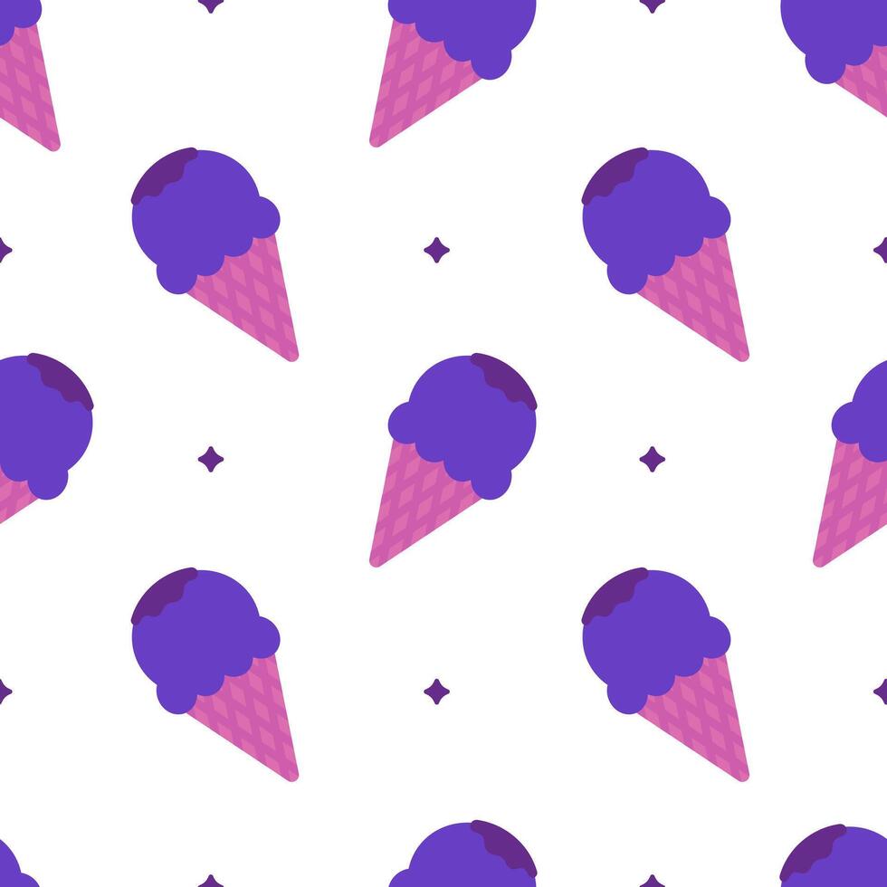 Purple ice cream seamless pattern on white vector