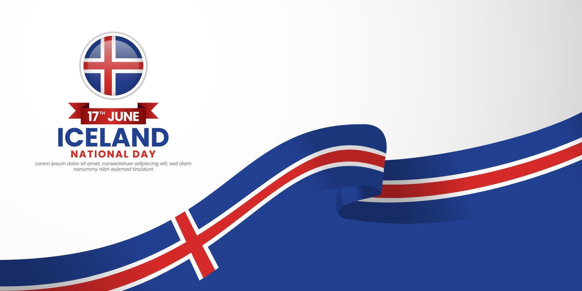 Iceland national day background 17 June design element with realistic waving flag vector