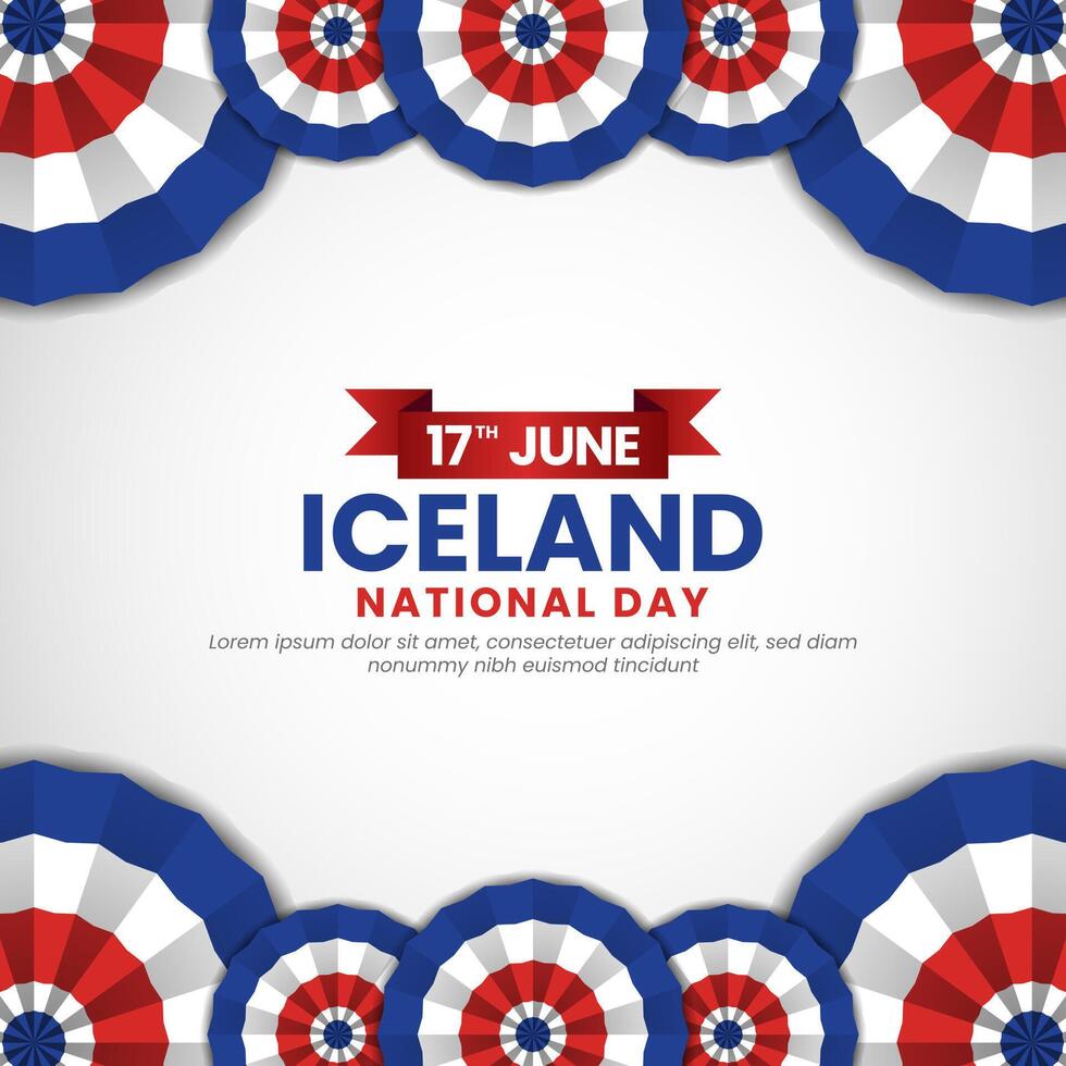 Iceland flag for national day square banner background with realistic flag vector