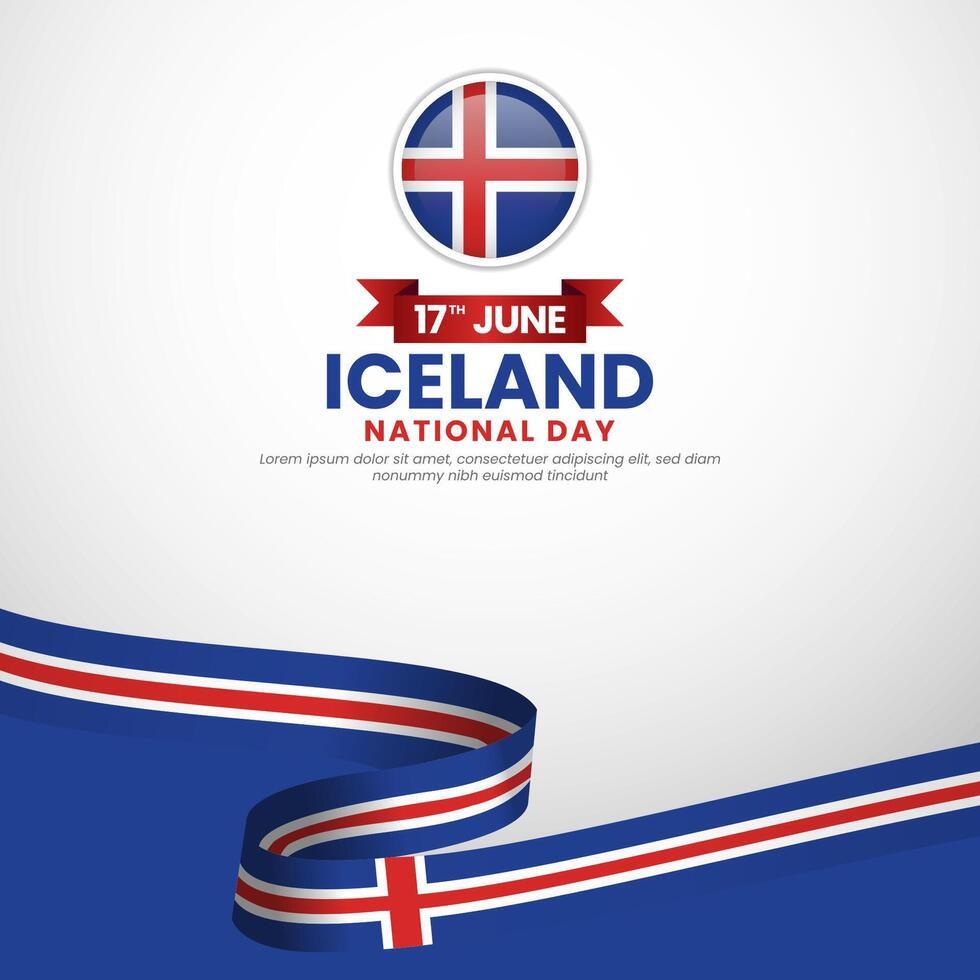 Iceland independence day square banner background with National waving flag vector