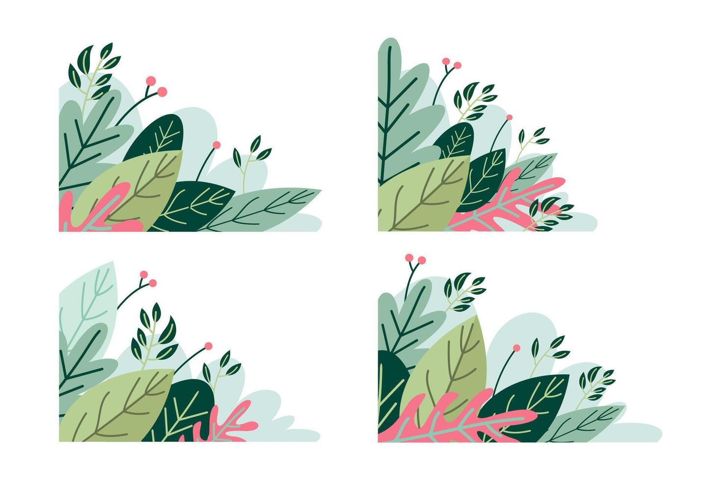 Tropical exotic summer corner border frame template set design illustration vector