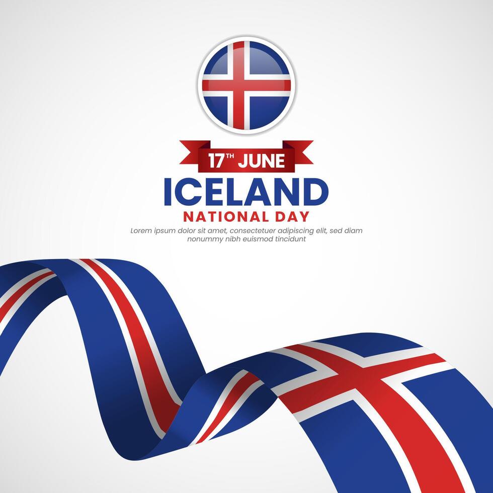 Iceland independence day Square banner background with waving flag illustration vector