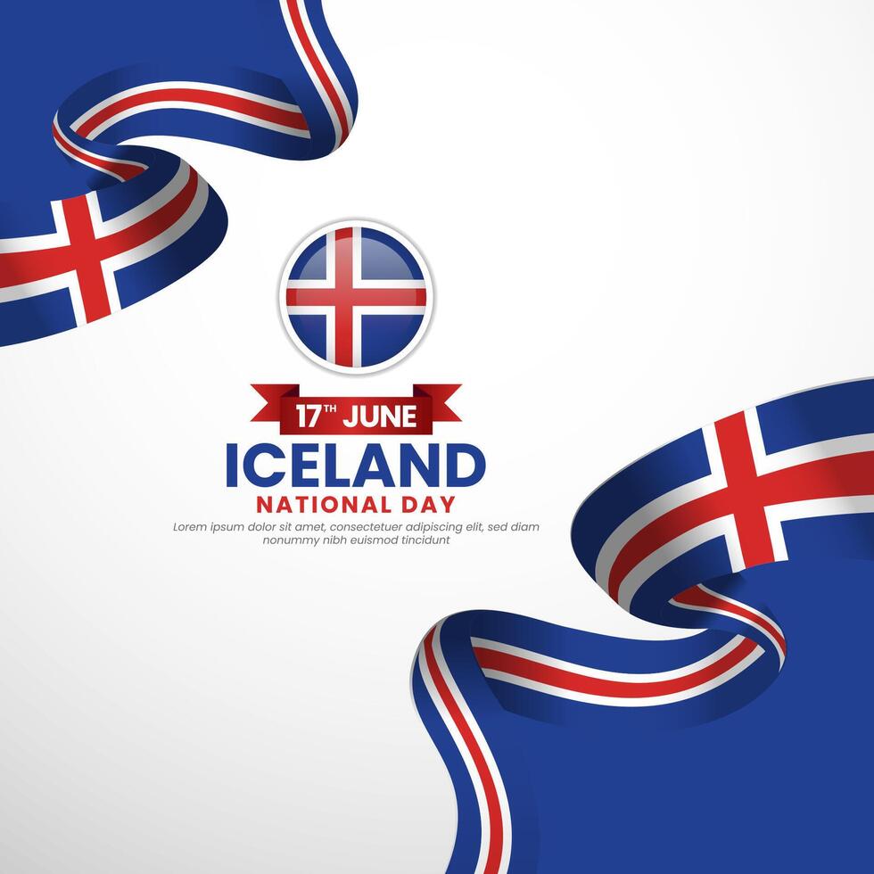 Iceland independence day Square background with waving flag illustration vector