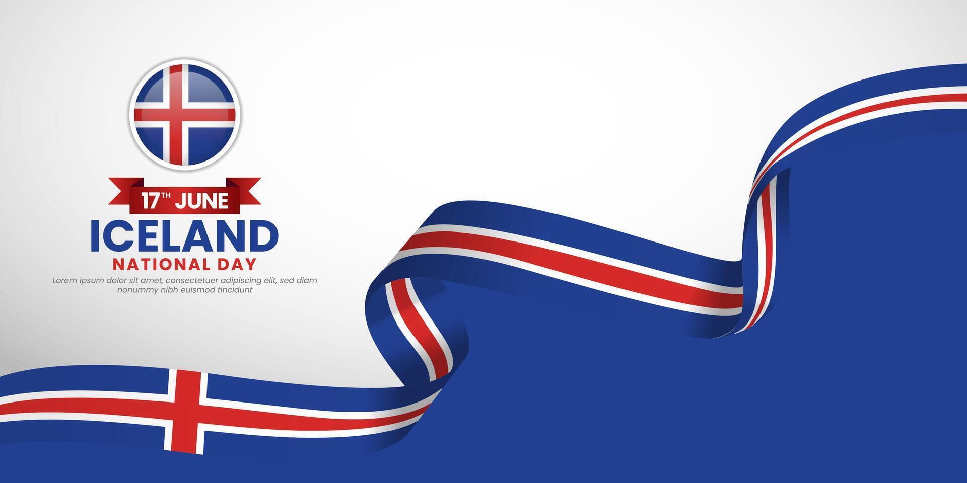 Iceland waving flag for National day background. Template for Independence day banner design vector