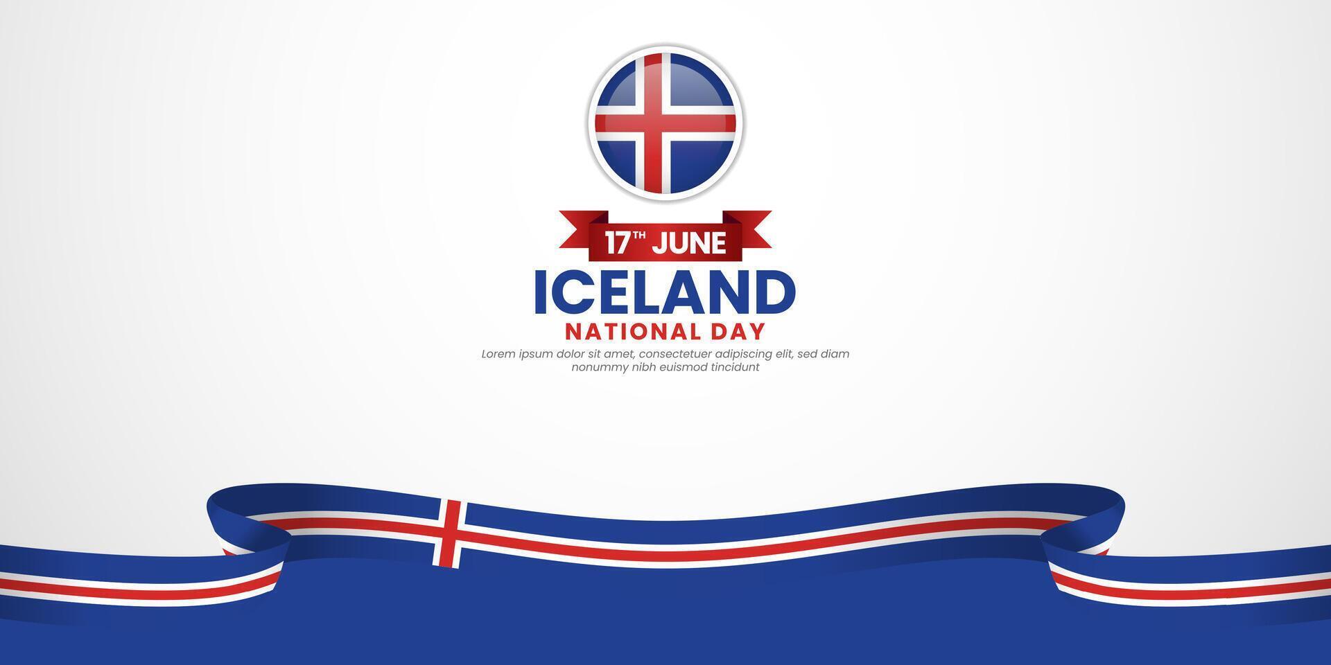 Iceland ribbon flag for National day background. Template for Independence day banner design vector