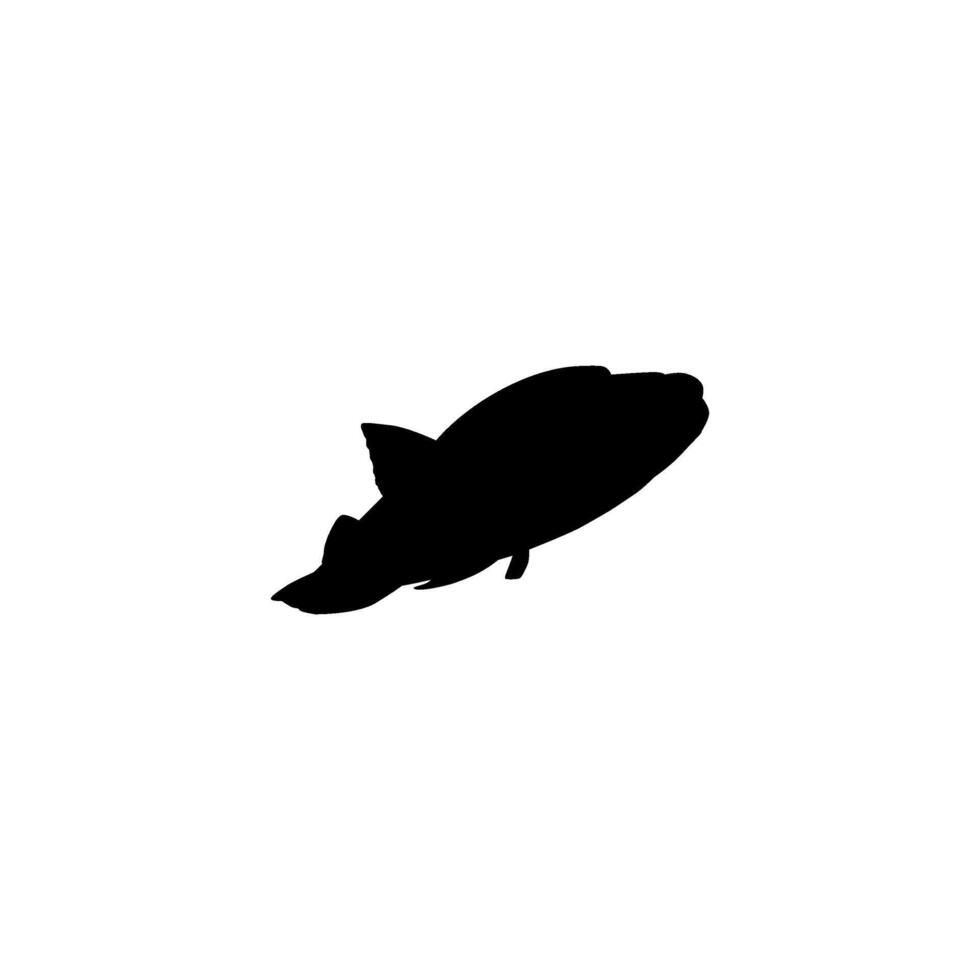 Silhouette umphead wrasse, Cheilinus undulatus, also known as the Maori wrasse, Napoleon wrasse, Napoleon fish. Flat Style vector