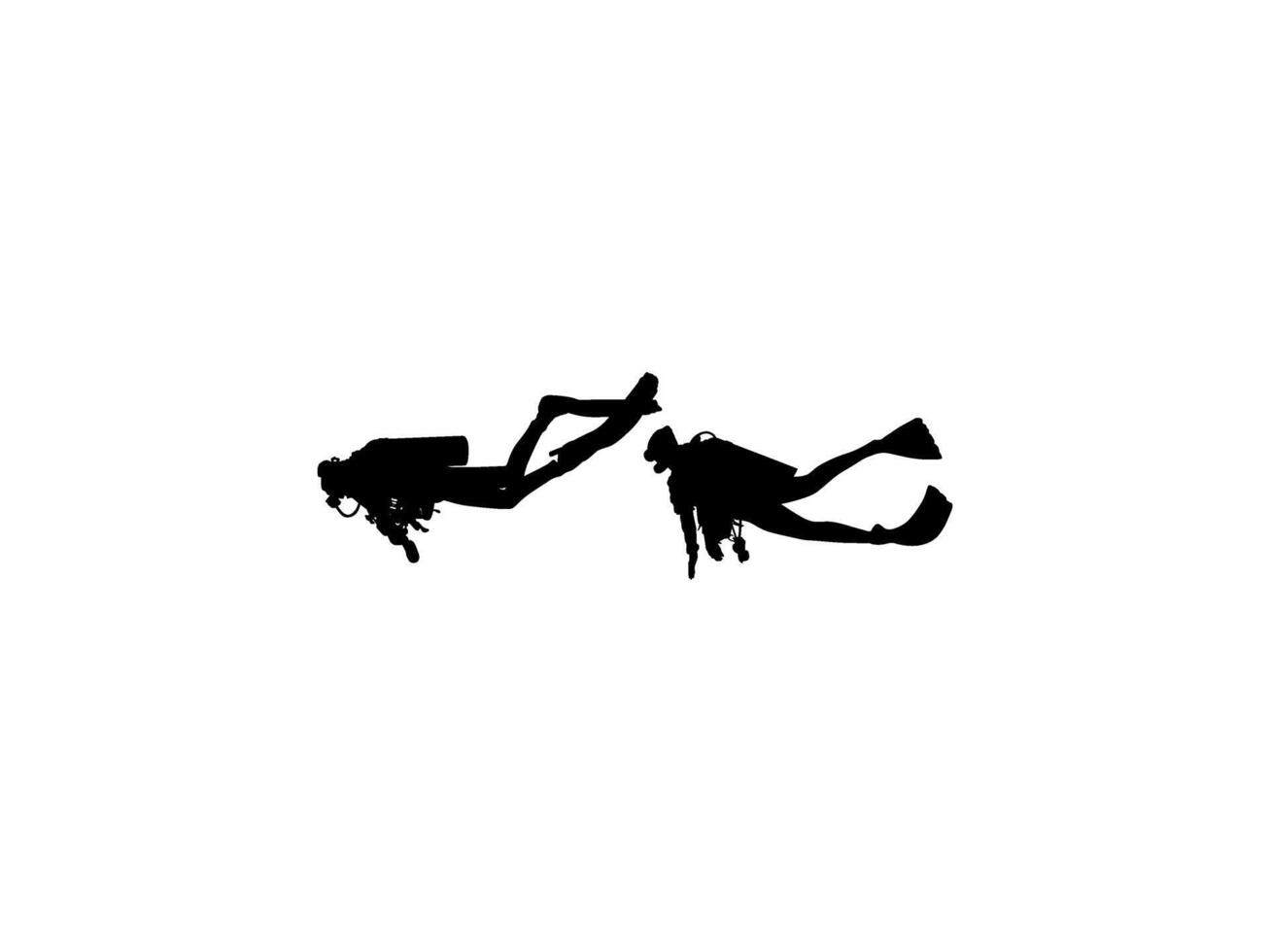 Silhouette of the Diving. Flat and Editable vector