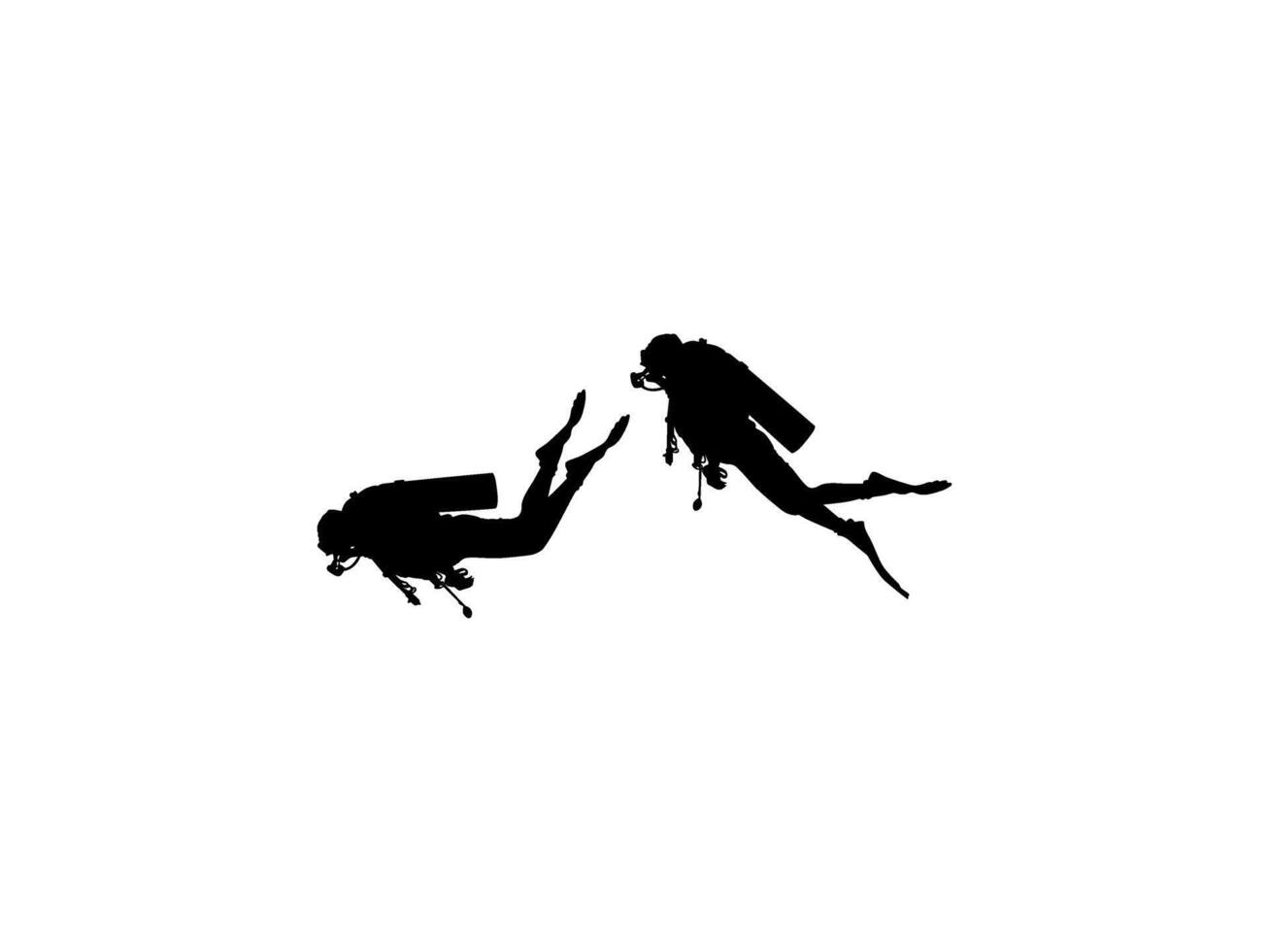 Silhouette of the Diving, can use for Logo Gram, Sticker, Pictogram, Website, Apps, Diving Illustration, etc. Flat style and Black White vector