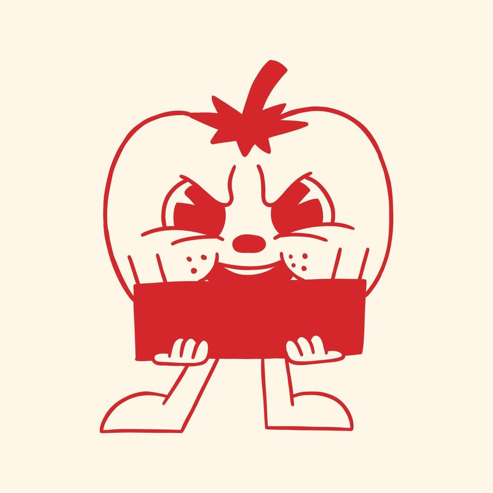 angry tomato cartoon character illustration vector