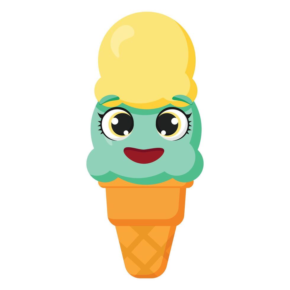 Smiling ice cream cone illustration vector