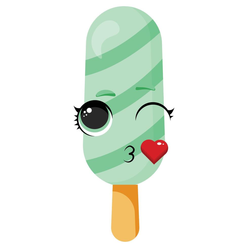 Green striped ice cream vector
