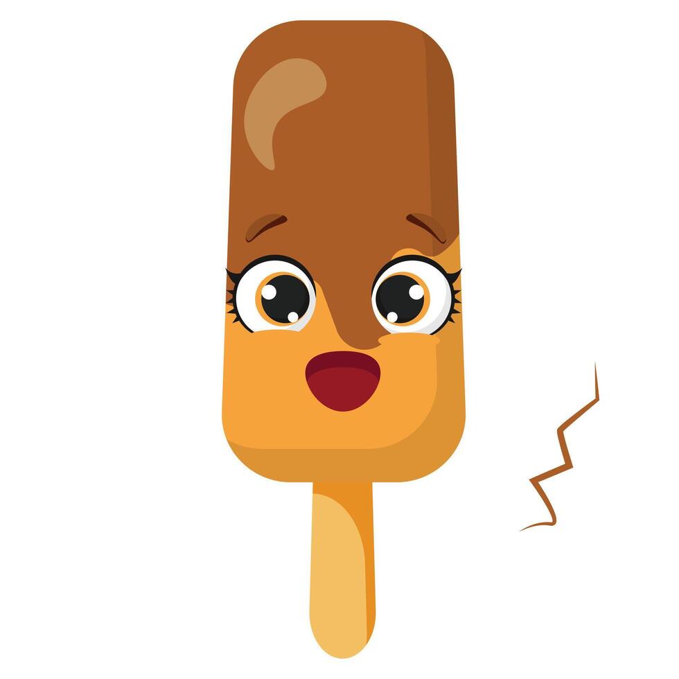 Shocked chocolate ice cream with eyes vector