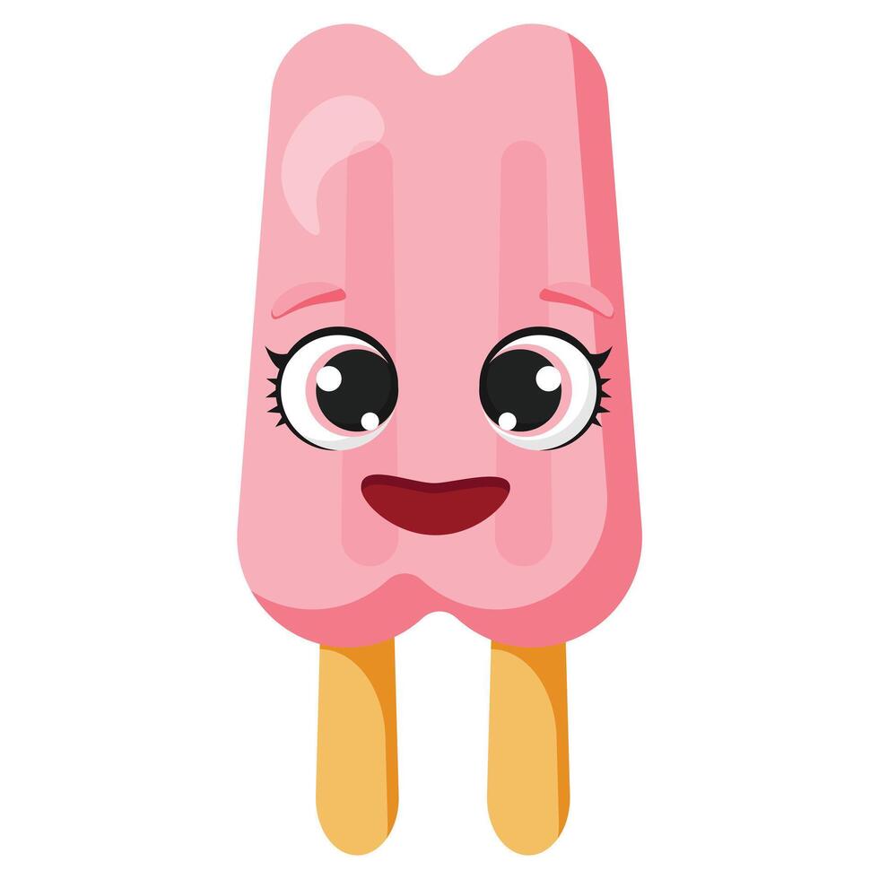 ice cream with smiling face vector