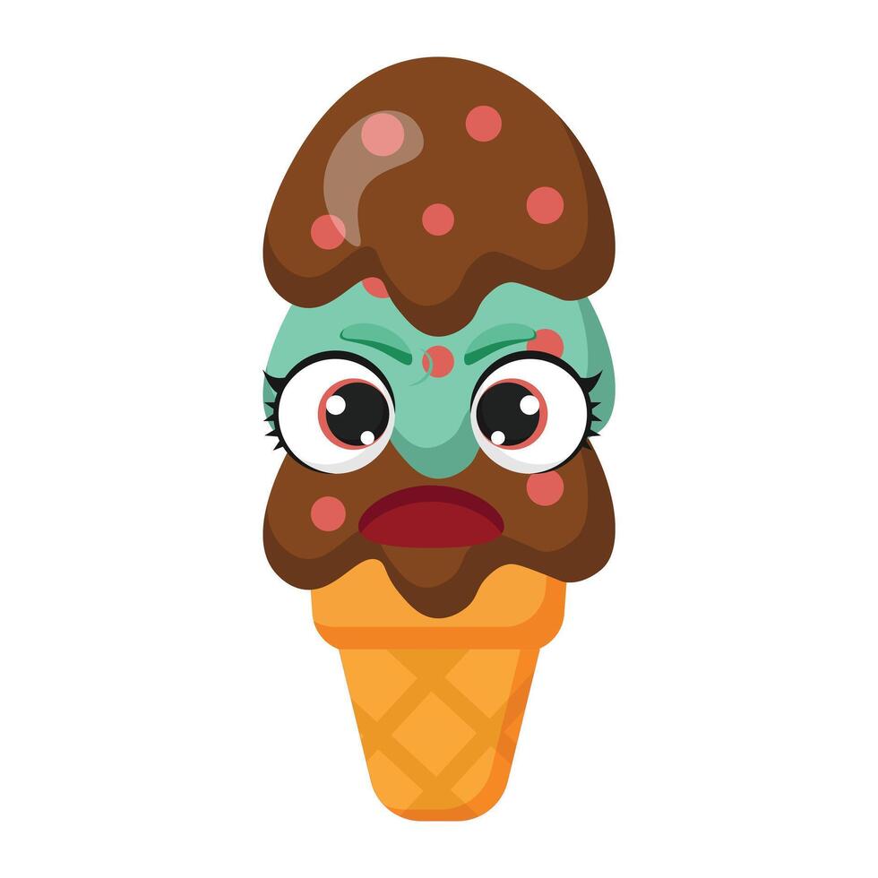 Surprised mint chocolate ice cream vector