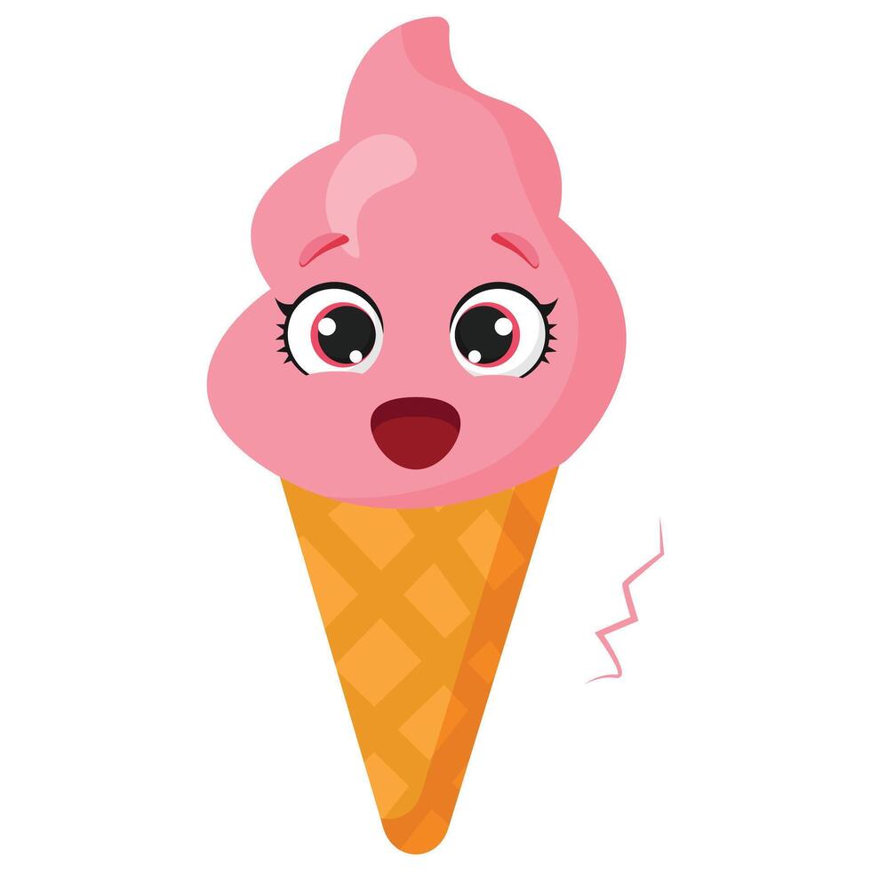 Shocked pink ice cream cone vector