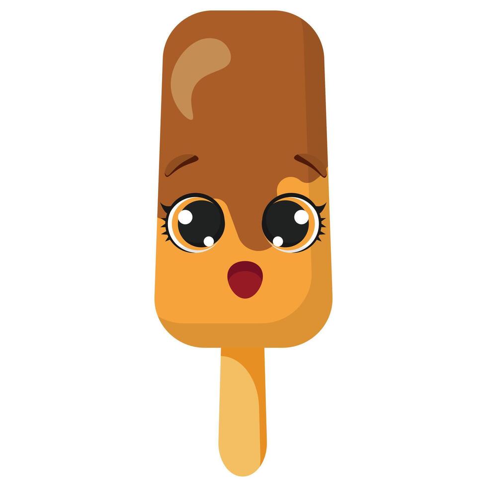 Surprised chocolate ice cream with eyes vector