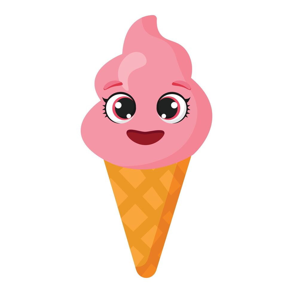 Pink ice cream smiling face vector