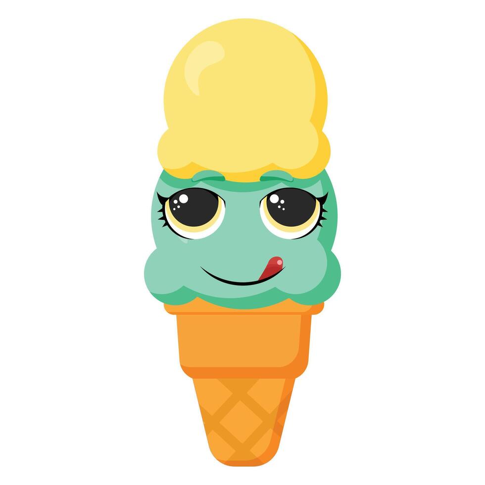 Smiling ice cream cone face vector