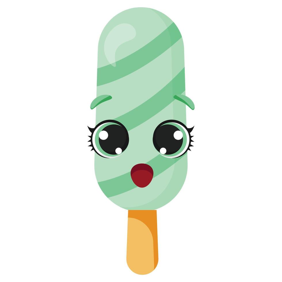 Funny mint ice cream with happy face vector