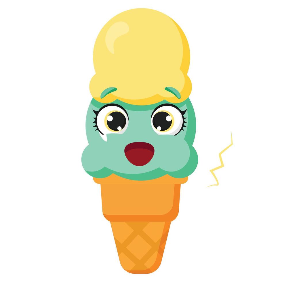 Shocking face from an ice cream cone vector