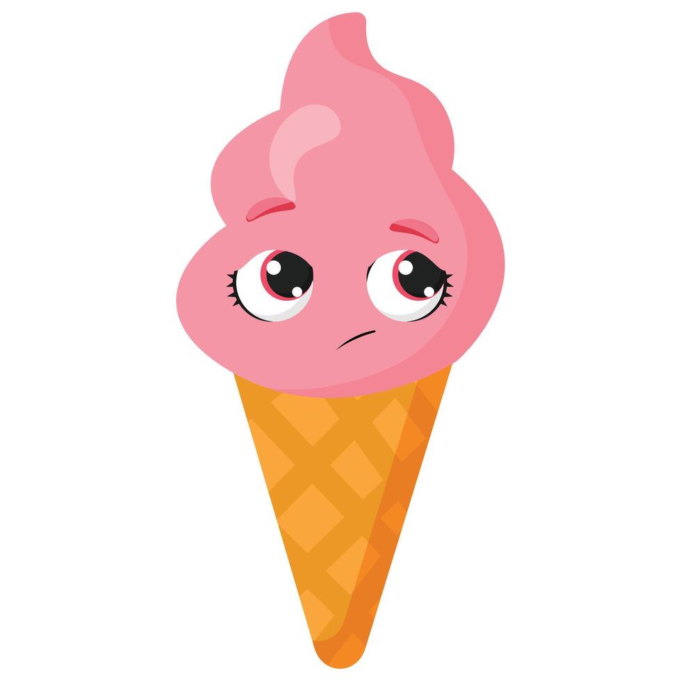 Thoughtful pink ice cream cone vector