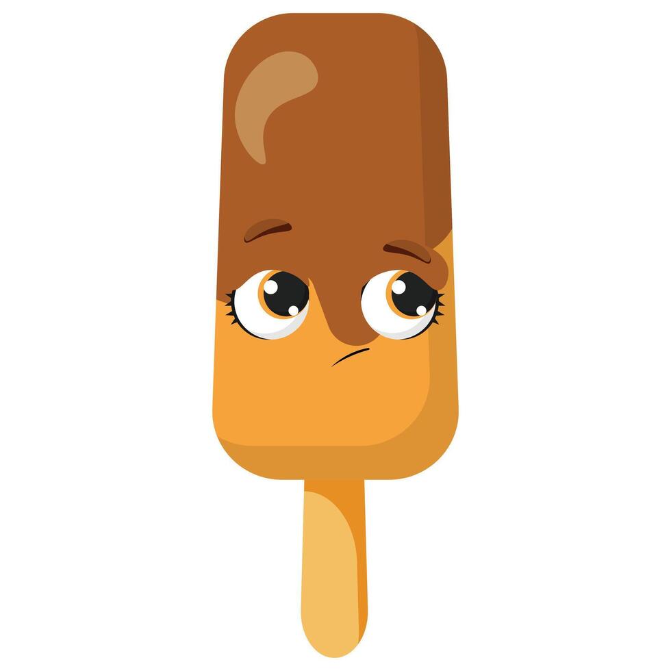 Shy chocolate ice cream with eyes vector