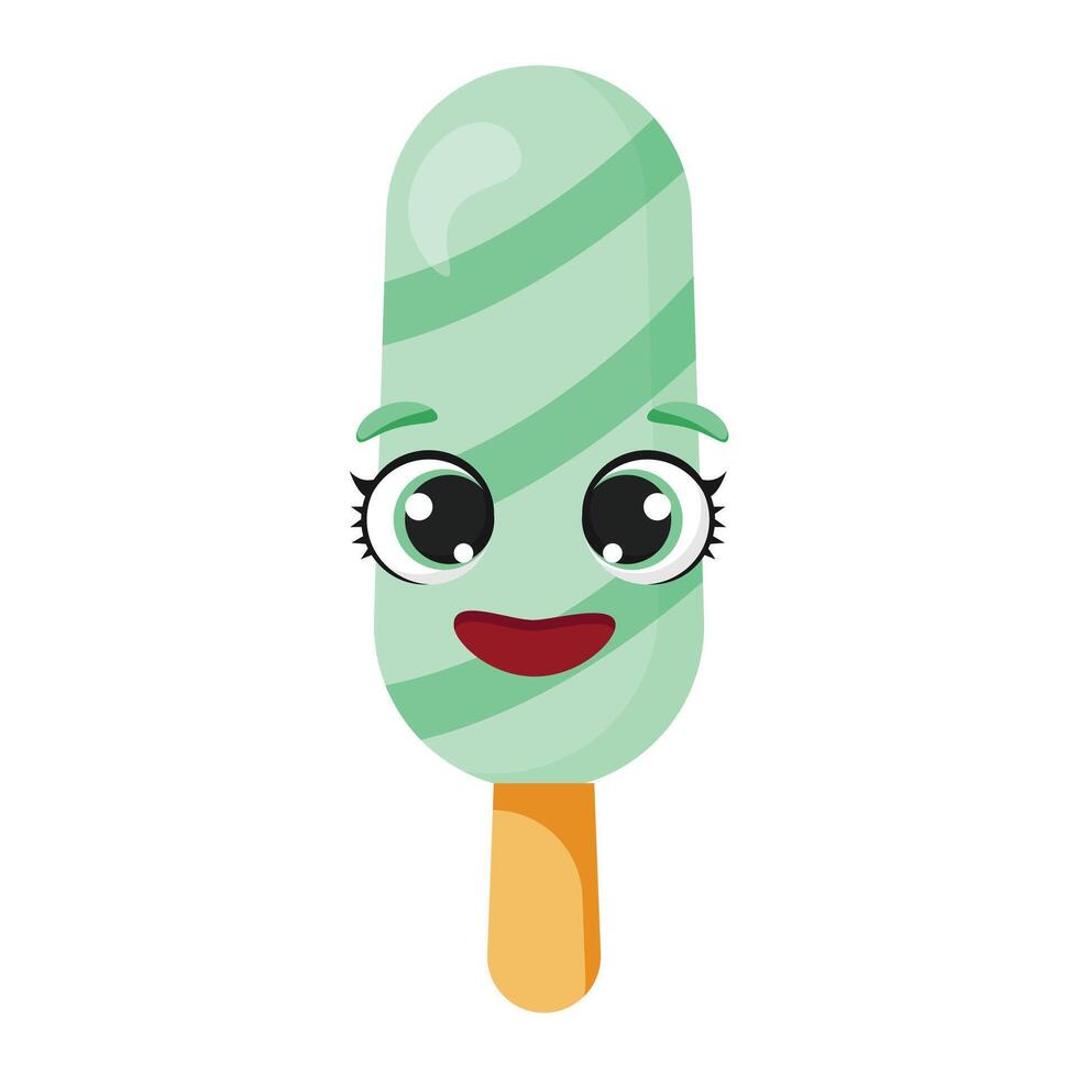 Green ice cream with smiling face vector