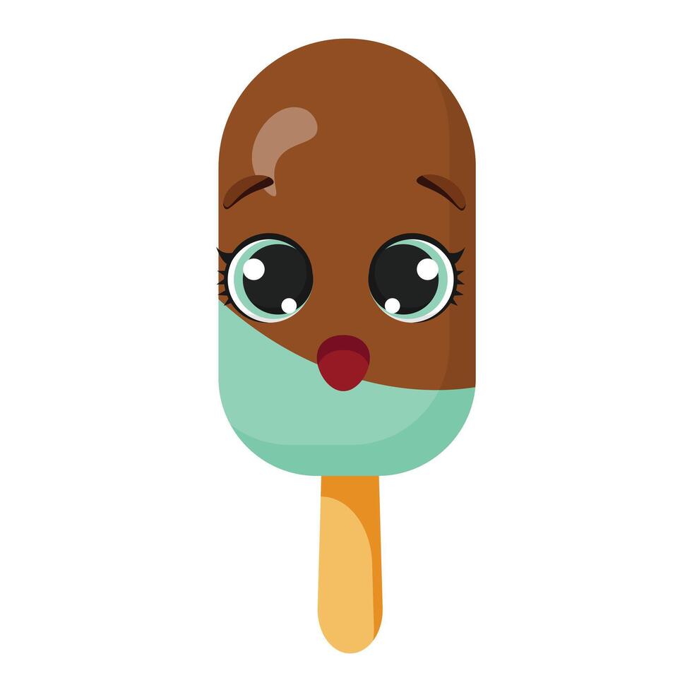 Shy mint chocolate ice cream face vector