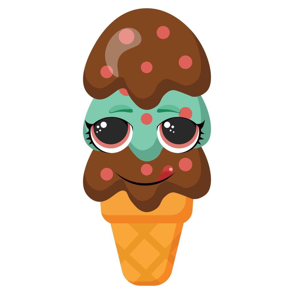 Smiling mint chocolate ice cream vector