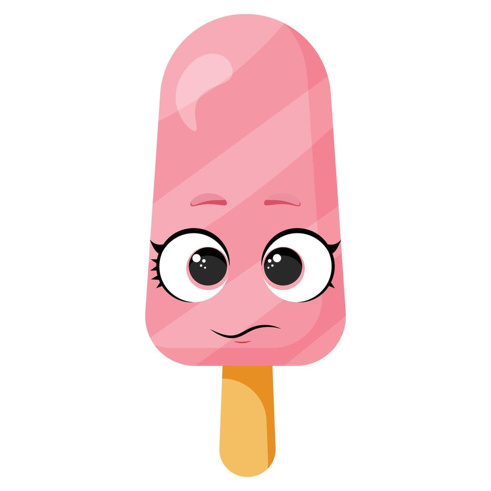 Surprised pink ice cream with eyes vector