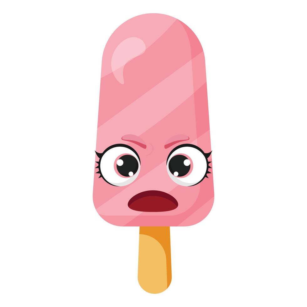 Angry pink ice cream vector