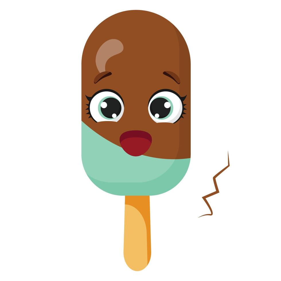 Surprised chocolate mint ice cream character vector