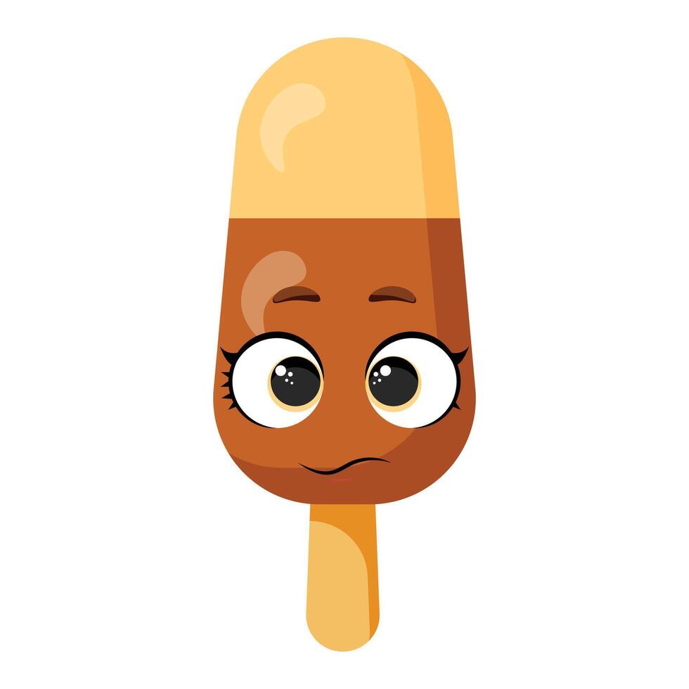 A happy popsicle on a stick with a cute face is perfect for kids projects, summer themes, product packaging, party invitations, educational materials and sweet decorations vector