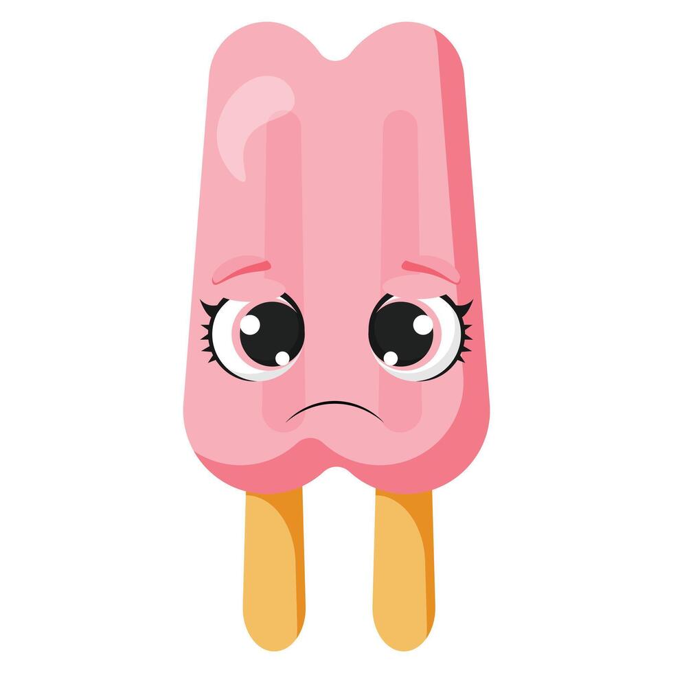 Sad ice cream with big eyes vector