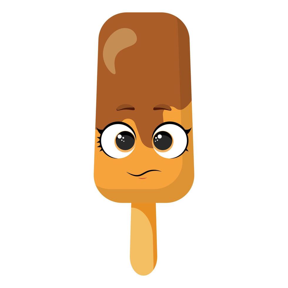 Neutral chocolate ice cream with eyes vector