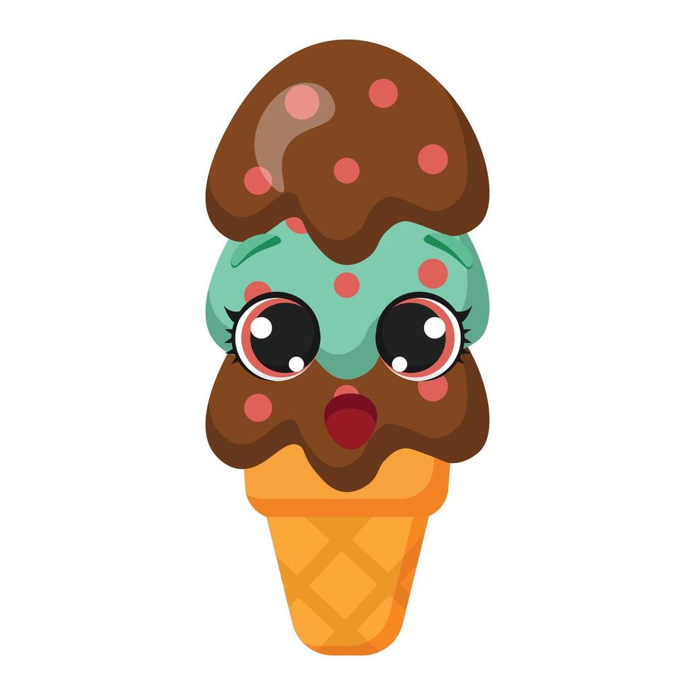 Mint chocolate surprised ice cream vector