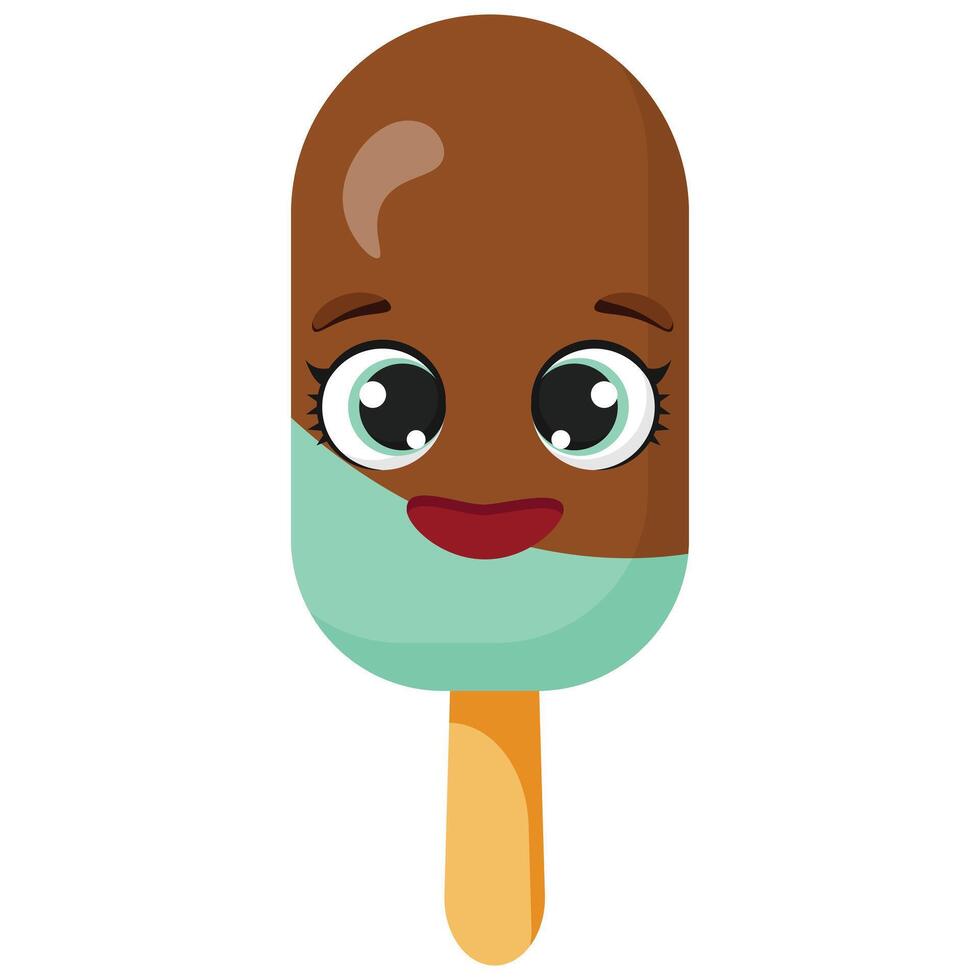 Smiling face made of chocolate mint ice cream vector