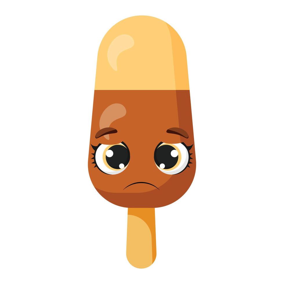 Sad ice cream character illustration suitable for emotional branding vector