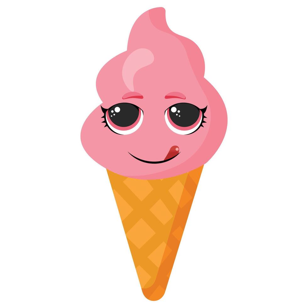 Flirty pink ice cream cone. vector